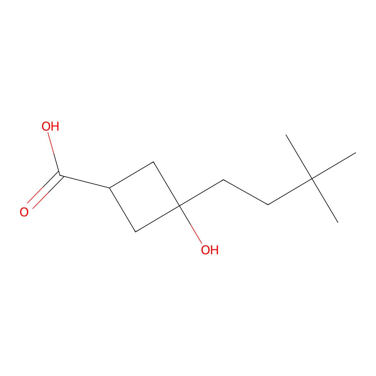 3-(3,3-Dimethylbutyl)-3-hydroxycyclobutane-1-carboxylic acid molecular structure, CAS 2413877-42-4