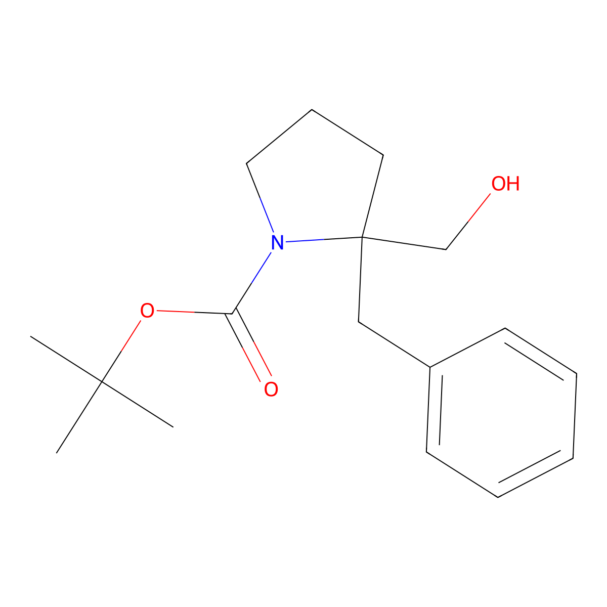 Tert-butyl 2-benzyl-2-(hydroxymethyl)pyrrolidine-1-carboxylate molecular structure, CAS 2413877-45-7