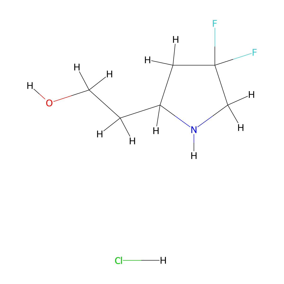 2-(4,4-Difluoropyrrolidin-2-yl)ethan-1-ol hydrochloride molecular structure, CAS 2413877-75-3