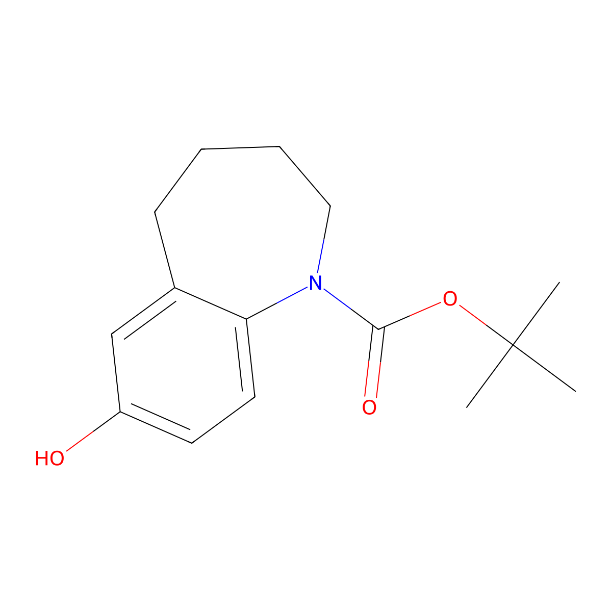 tert-butyl 7-hydroxy-2,3,4,5-tetrahydro-1H-1-benzazepine-1-carboxylate molecular structure, CAS 2413877-80-0