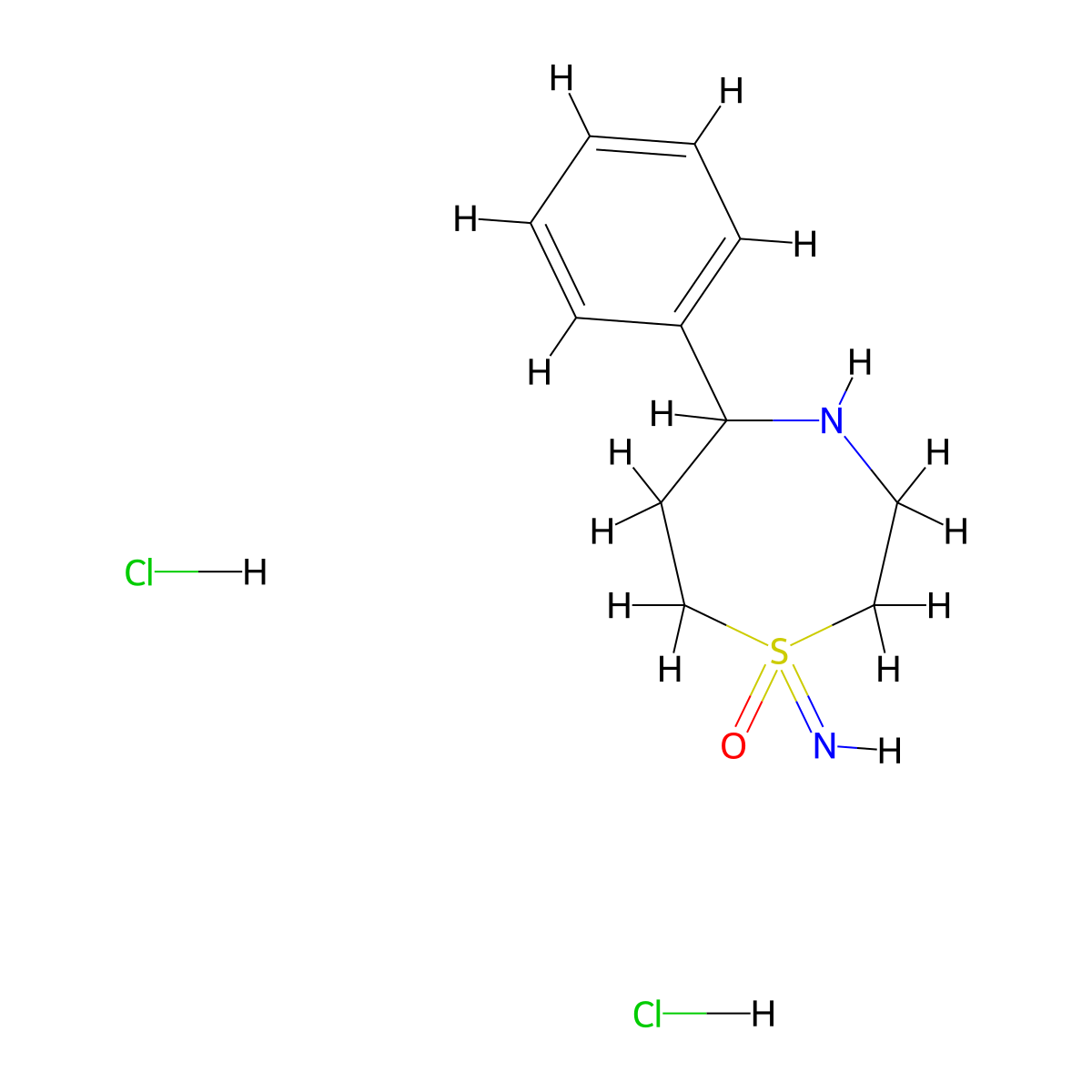 1-Imino-5-phenyl-1lambda6,4-thiazepan-1-one dihydrochloride molecular structure, CAS 2413877-85-5