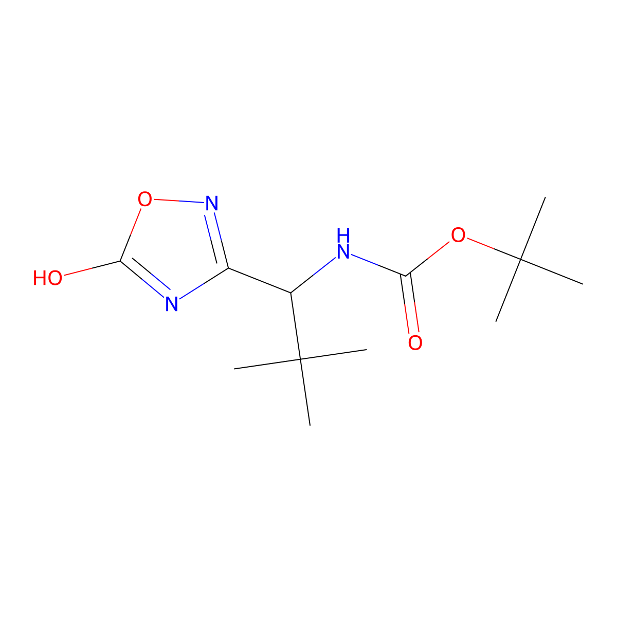 tert-butyl N-[1-(5-hydroxy-1,2,4-oxadiazol-3-yl)-2,2-dimethylpropyl]carbamate molecular structure, CAS 2413877-91-3