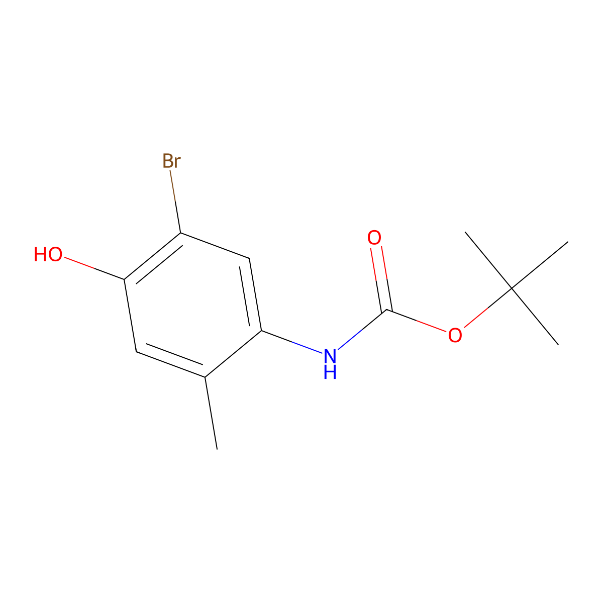 tert-butyl N-(5-bromo-4-hydroxy-2-methylphenyl)carbamate molecular structure, CAS 2413877-94-6