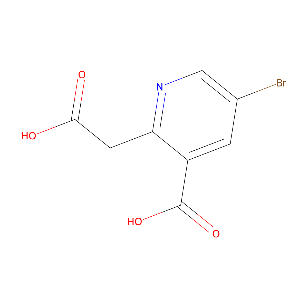 5-Bromo-2-(carboxymethyl)pyridine-3-carboxylic acid molecular structure, CAS 2413877-96-8