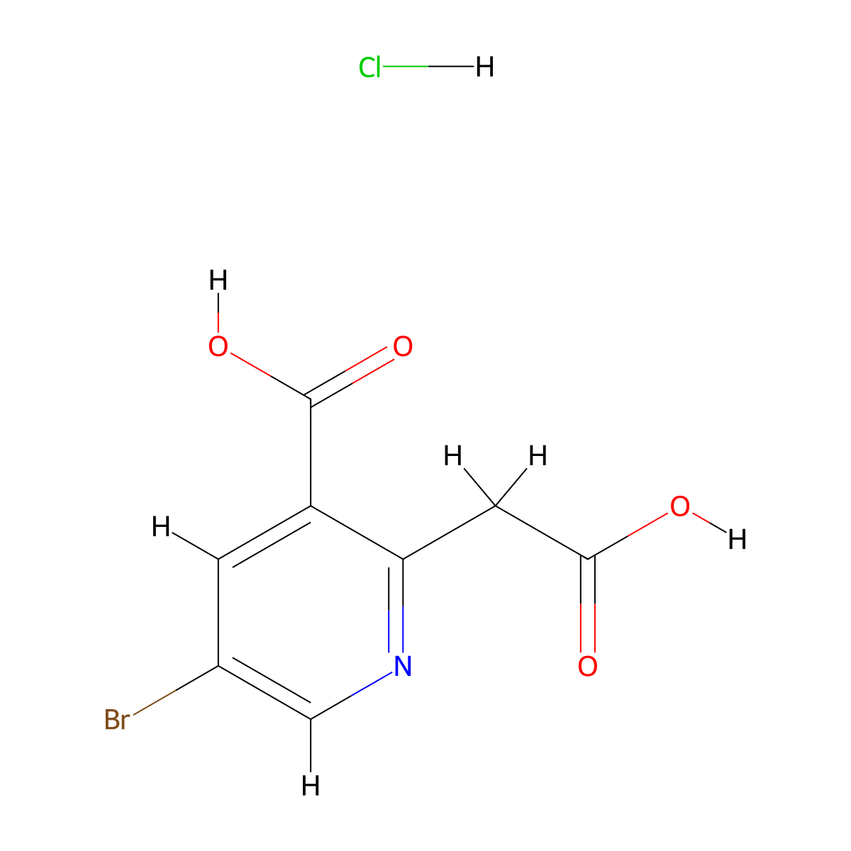 5-Bromo-2-(carboxymethyl)pyridine-3-carboxylic acid hydrochloride molecular structure, CAS 2413877-97-9
