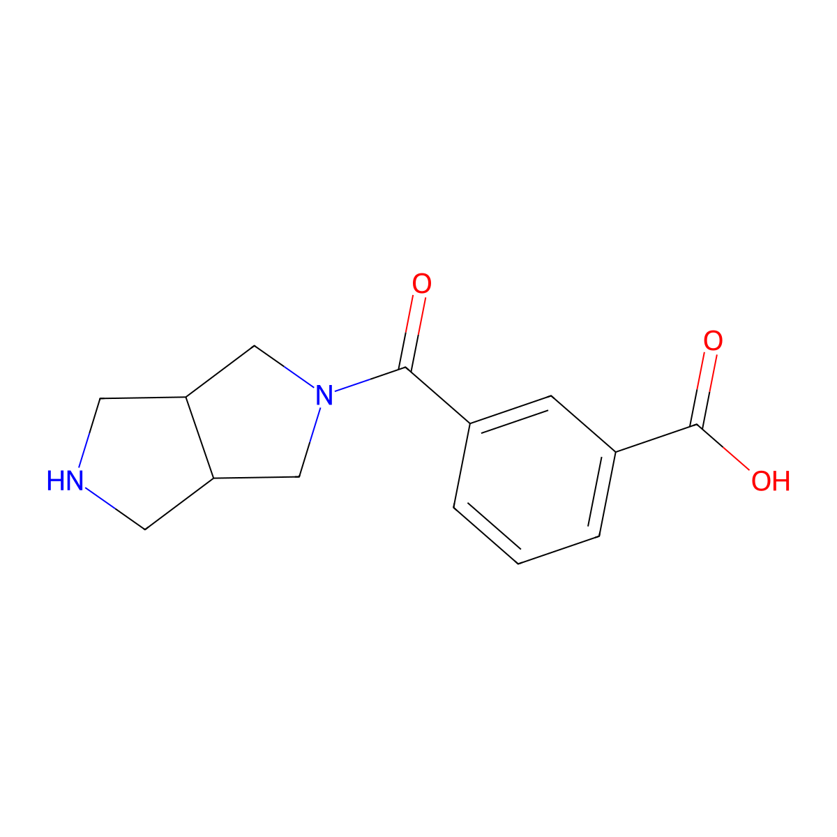 3-{Octahydropyrrolo[3,4-c]pyrrole-2-carbonyl}benzoic acid molecular structure, CAS 2413877-99-1