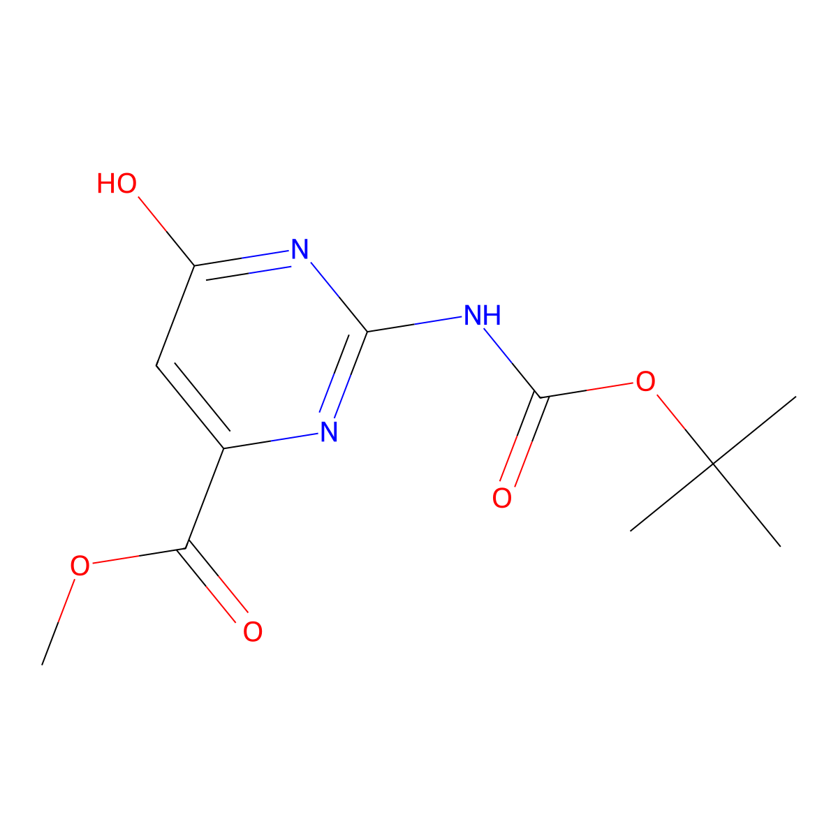 Methyl 2-{[(tert-butoxy)carbonyl]amino}-6-hydroxypyrimidine-4-carboxylate molecular structure, CAS 2413878-00-7