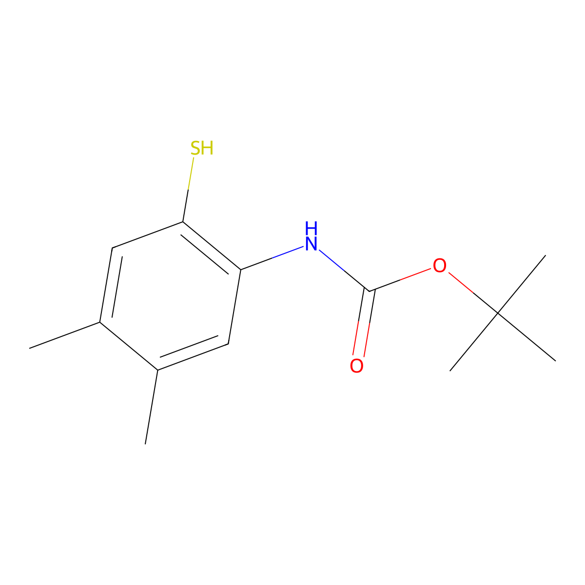 tert-butyl N-(4,5-dimethyl-2-sulfanylphenyl)carbamate molecular structure, CAS 2413878-03-0