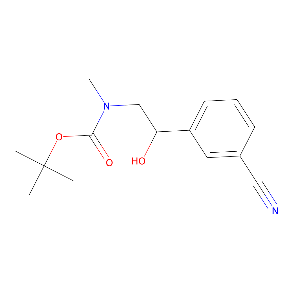 tert-butyl N-[2-(3-cyanophenyl)-2-hydroxyethyl]-N-methylcarbamate molecular structure, CAS 2413878-07-4