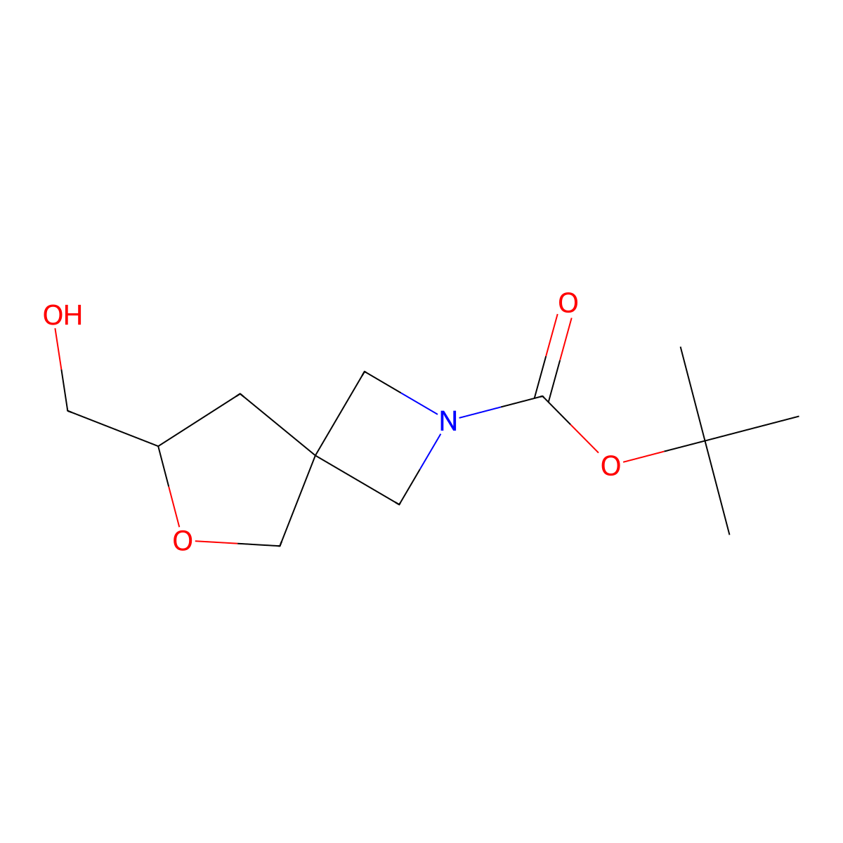 Tert-butyl 7-(hydroxymethyl)-6-oxa-2-azaspiro[3.4]octane-2-carboxylate molecular structure, CAS 2413878-10-9