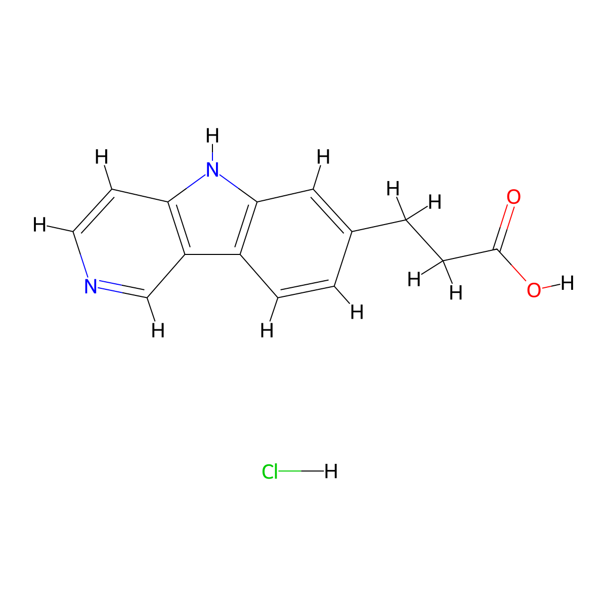 3-(5H-pyrido(4,3-b)indol-7-yl)propanoic acid hydrochloride molecular structure, CAS 2413878-11-0