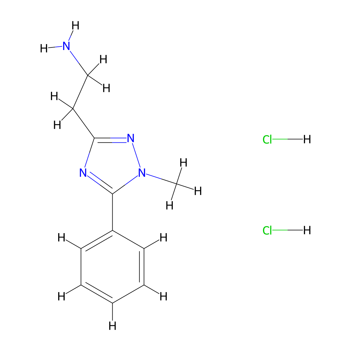 2-(1-methyl-5-phenyl-1H-1,2,4-triazol-3-yl)ethan-1-amine dihydrochloride molecular structure, CAS 2413878-12-1