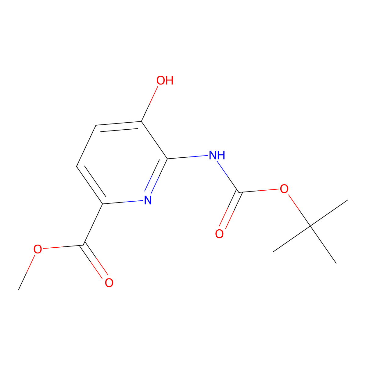 Methyl 6-{[(tert-butoxy)carbonyl]amino}-5-hydroxypyridine-2-carboxylate molecular structure, CAS 2413878-19-8