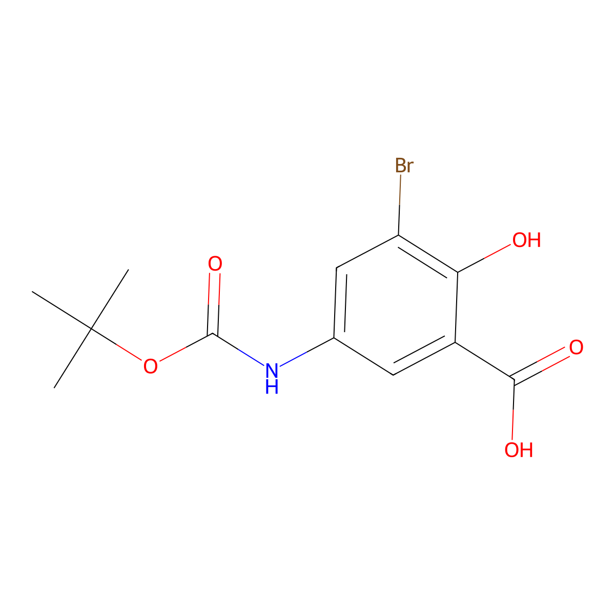 3-Bromo-5-{[(tert-butoxy)carbonyl]amino}-2-hydroxybenzoic acid molecular structure, CAS 2413878-24-5