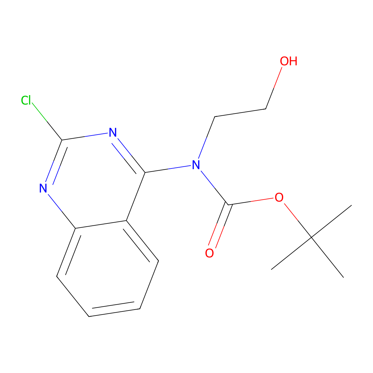 tert-butyl N-(2-chloroquinazolin-4-yl)-N-(2-hydroxyethyl)carbamate molecular structure, CAS 2413878-28-9
