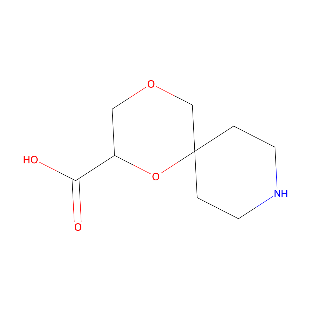 1,4-Dioxa-9-azaspiro[5.5]undecane-2-carboxylic acid molecular structure, CAS 2413878-29-0