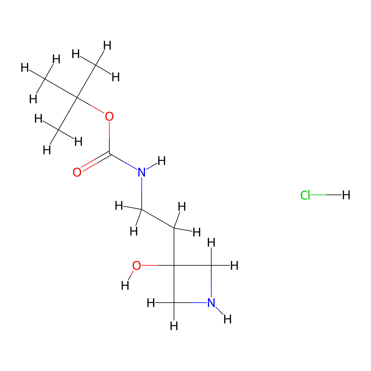 Tert-butyl N-[2-(3-hydroxyazetidin-3-yl)ethyl]carbamate;hydrochloride molecular structure, CAS 2413878-34-7