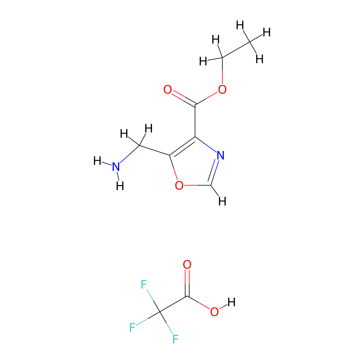 Ethyl5-(aminomethyl)-1,3-oxazole-4-carboxylate,trifluoroaceticacid molecular structure, CAS 2413878-46-1
