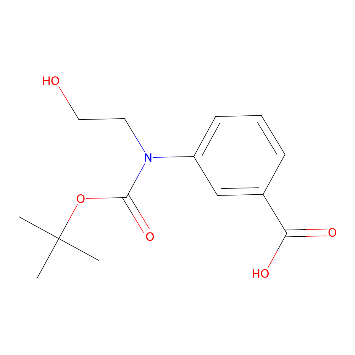 3-{[(Tert-butoxy)carbonyl](2-hydroxyethyl)amino}benzoic acid molecular structure, CAS 2413878-49-4