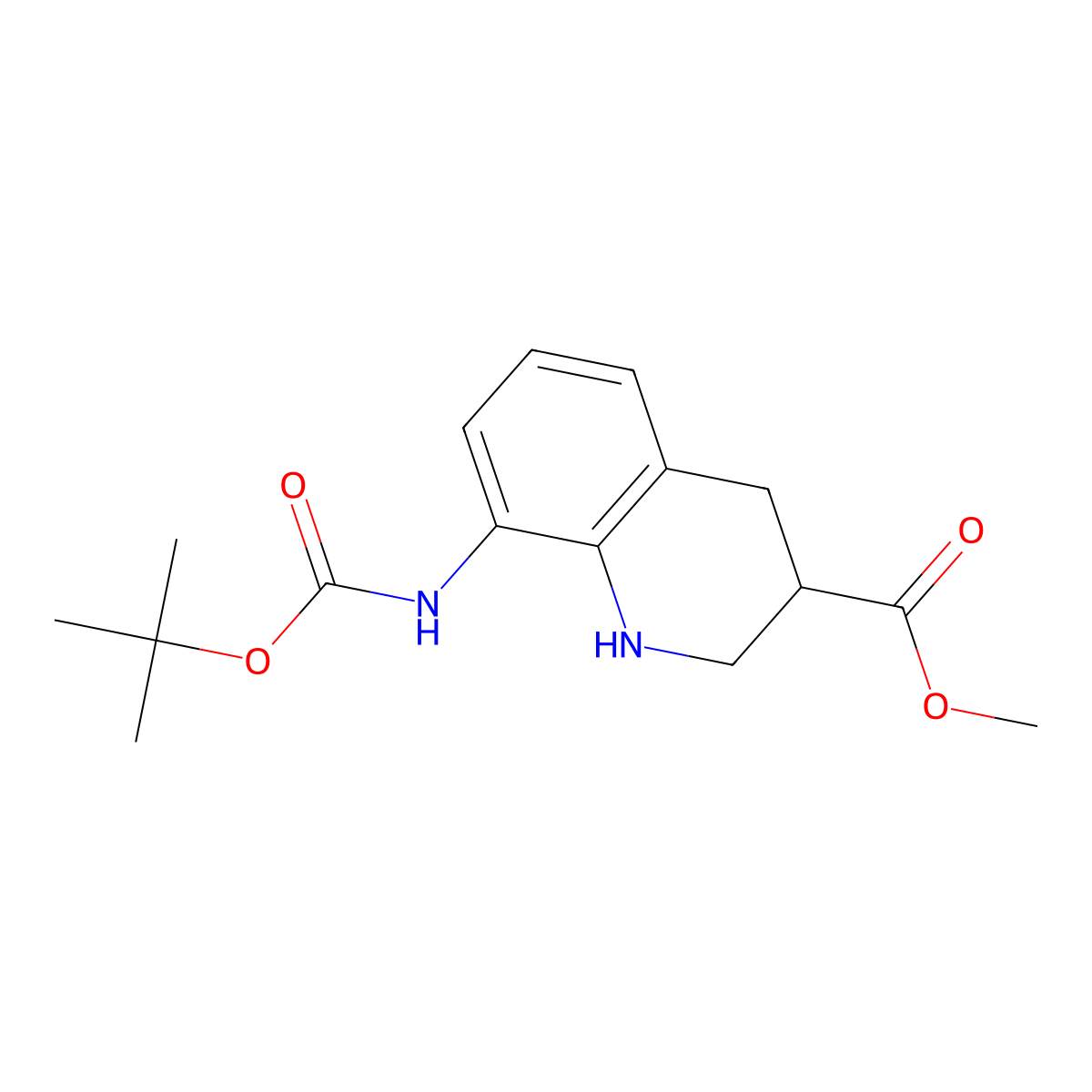 Methyl 8-(((tert-butoxy)carbonyl)amino)-1,2,3,4-tetrahydroquinoline-3-carboxylate molecular structure, CAS 2413878-54-1