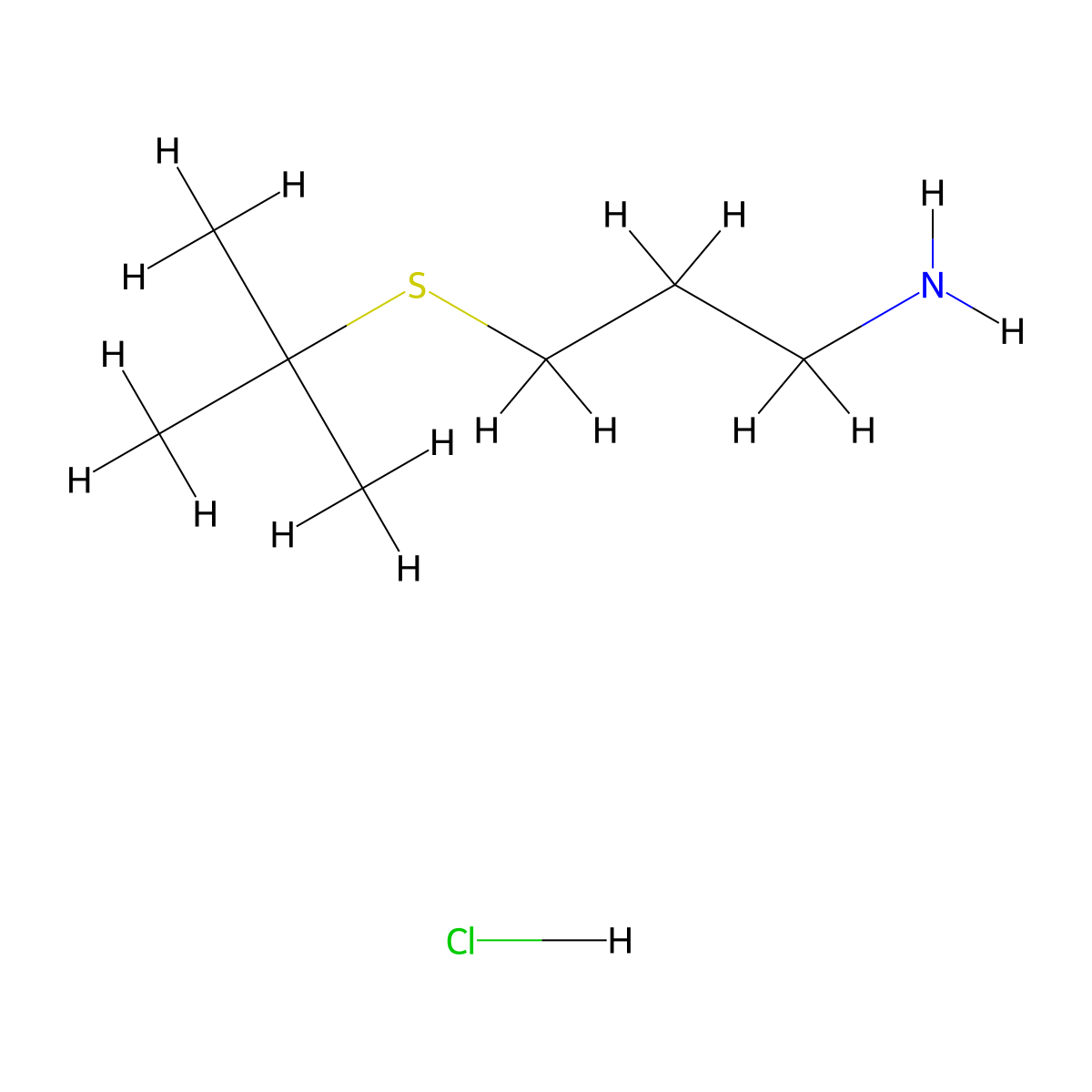 3-(Tert-butylsulfanyl)propan-1-amine hydrochloride molecular structure, CAS 2413878-56-3