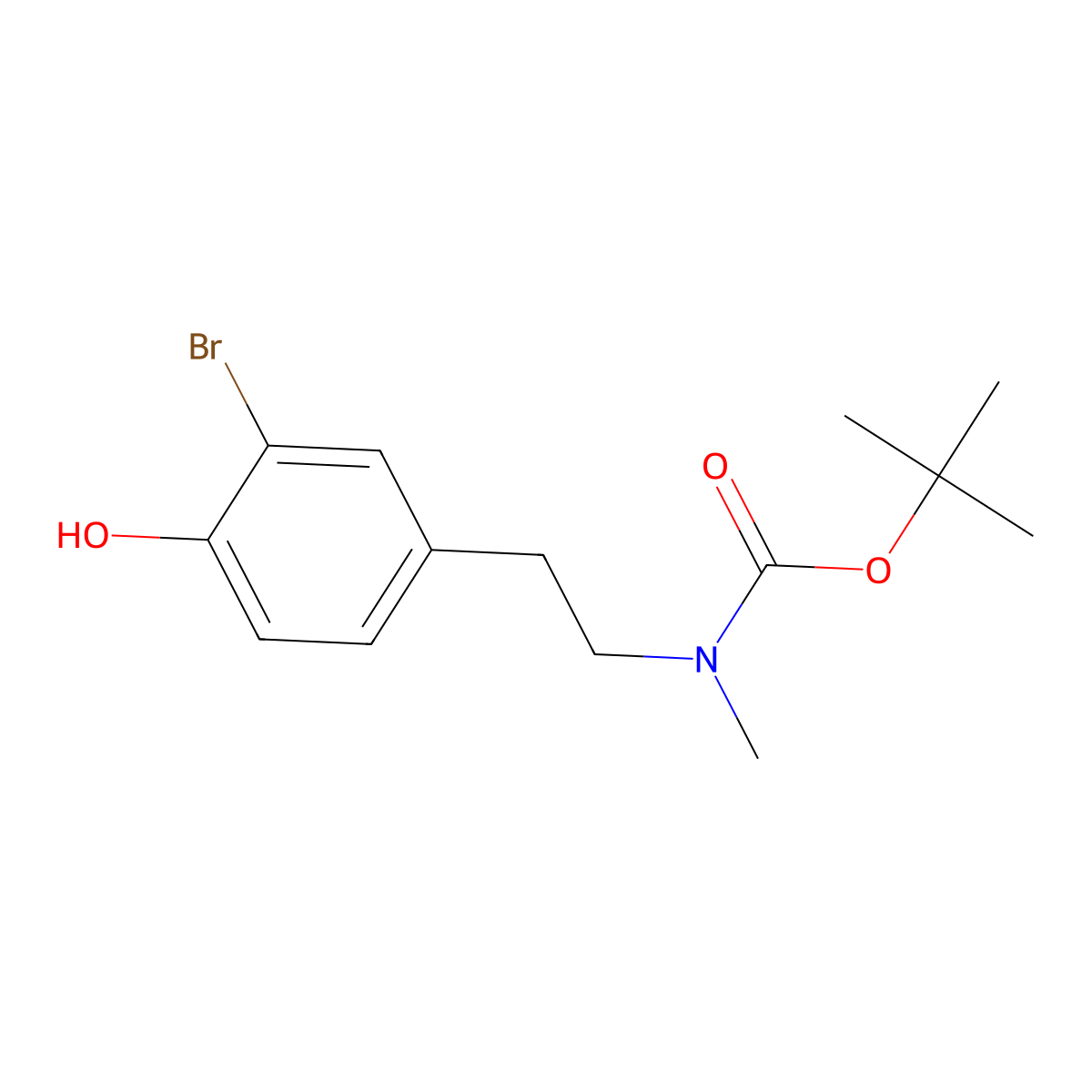 tert-butyl N-[2-(3-bromo-4-hydroxyphenyl)ethyl]-N-methylcarbamate molecular structure, CAS 2413878-60-9