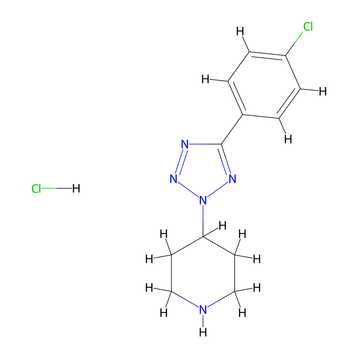 4-[5-(4-Chlorophenyl)tetrazol-2-yl]piperidine;hydrochloride molecular structure, CAS 2413878-69-8