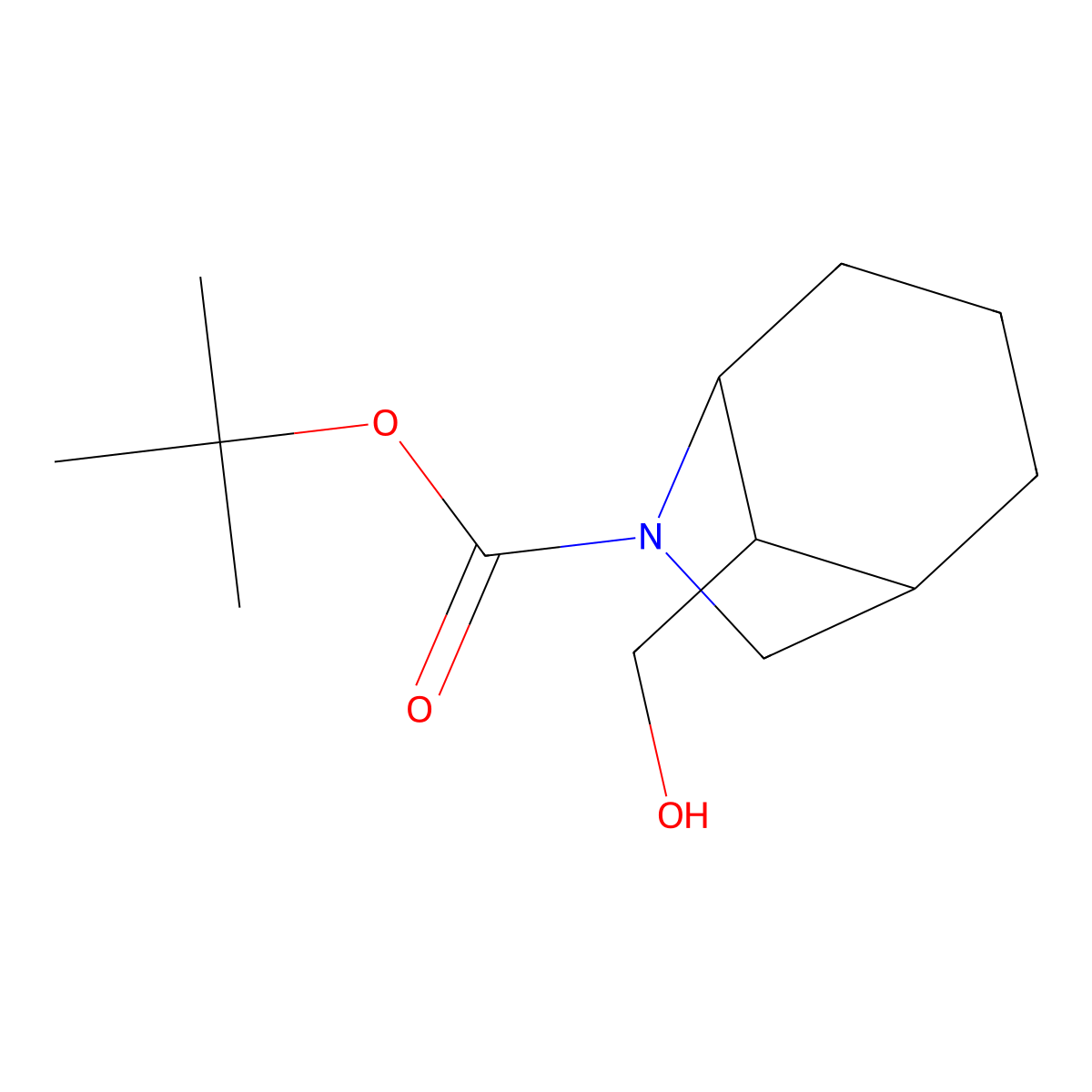 Tert-butyl 8-(hydroxymethyl)-6-azabicyclo[3.2.1]octane-6-carboxylate molecular structure, CAS 2413878-75-6