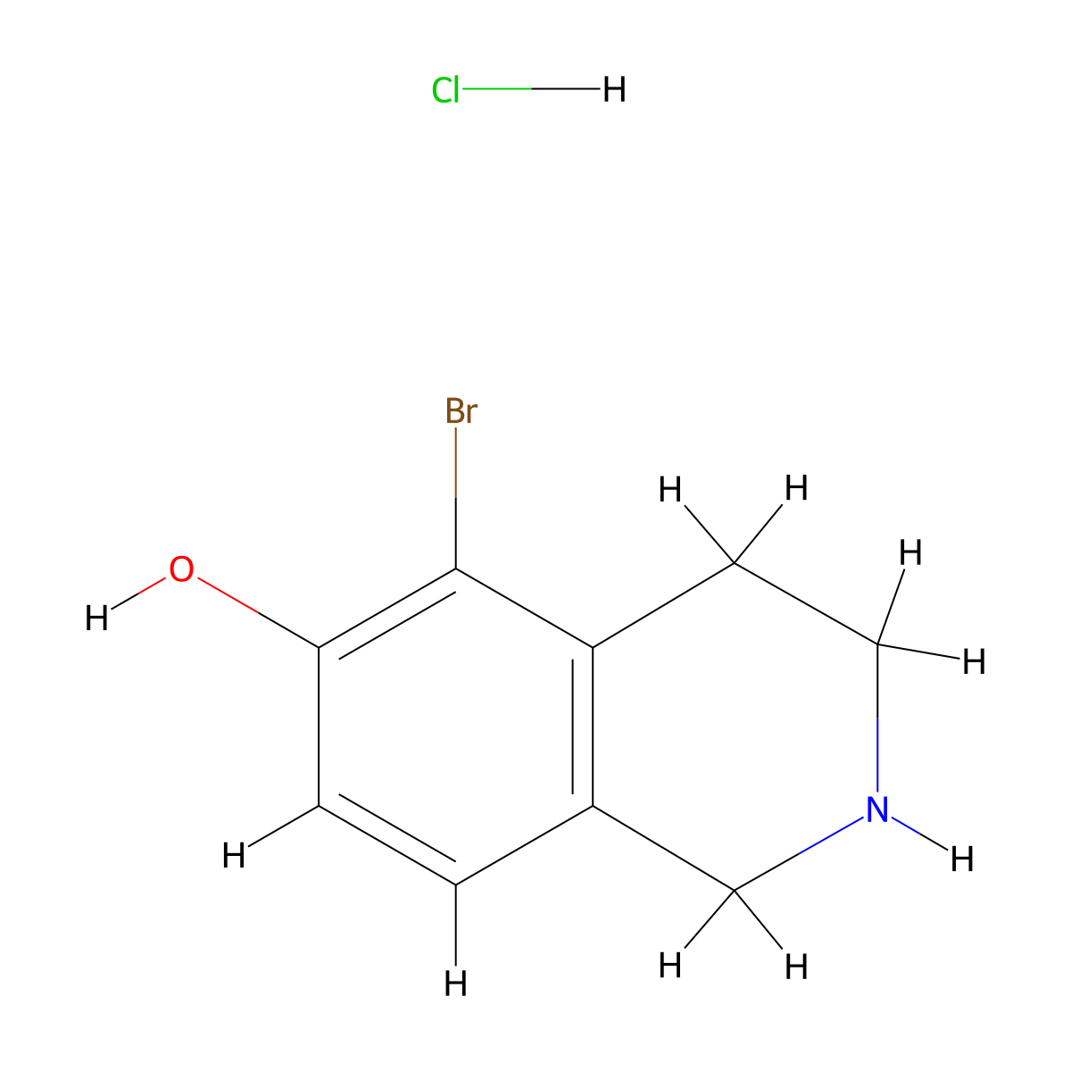 5-Bromo-1,2,3,4-tetrahydroisoquinolin-6-ol hydrochloride molecular structure, CAS 2413878-81-4