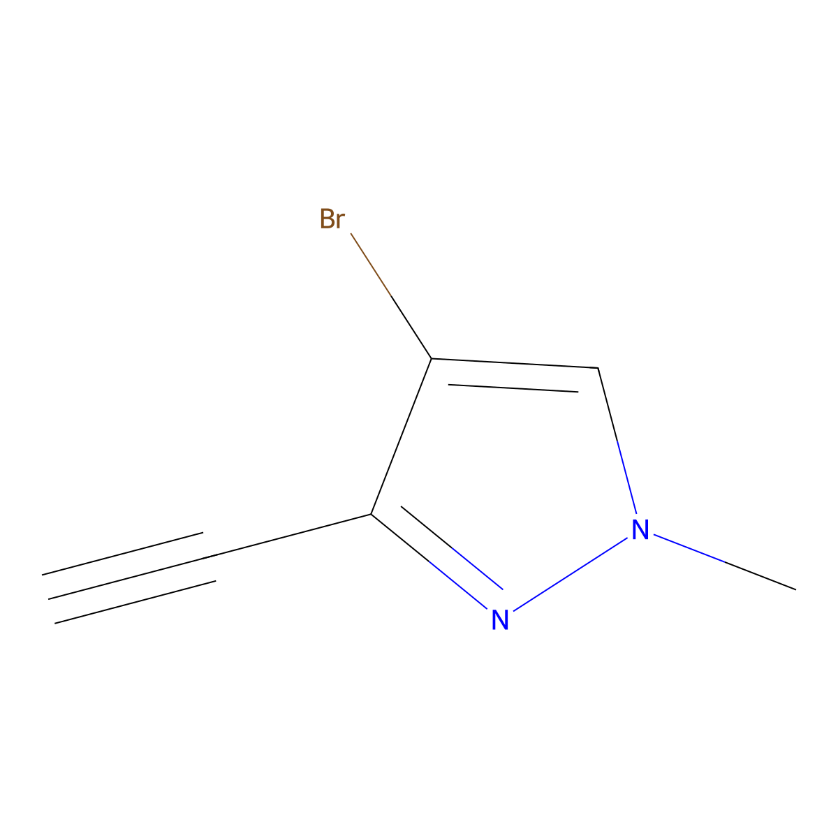4-bromo-3-ethynyl-1-methyl-1H-pyrazole molecular structure, CAS 2413878-82-5