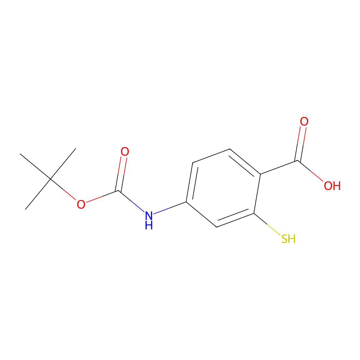 4-{[(Tert-butoxy)carbonyl]amino}-2-sulfanylbenzoic acid molecular structure, CAS 2413878-95-0