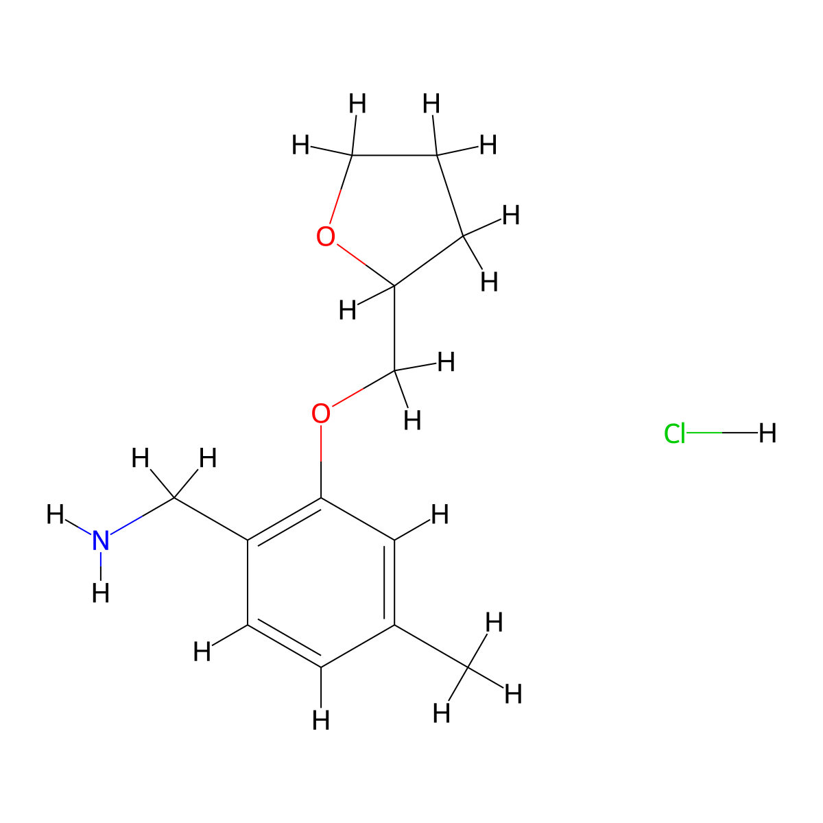 [4-Methyl-2-(oxolan-2-ylmethoxy)phenyl]methanamine;hydrochloride molecular structure, CAS 2413878-96-1