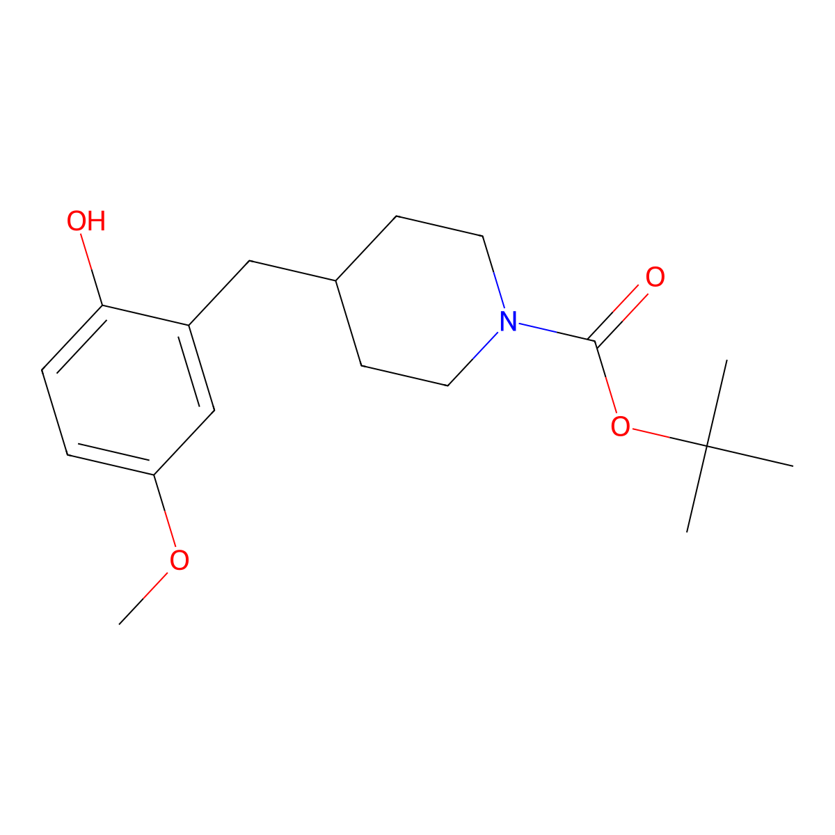Tert-butyl 4-[(2-hydroxy-5-methoxyphenyl)methyl]piperidine-1-carboxylate molecular structure, CAS 2413878-97-2