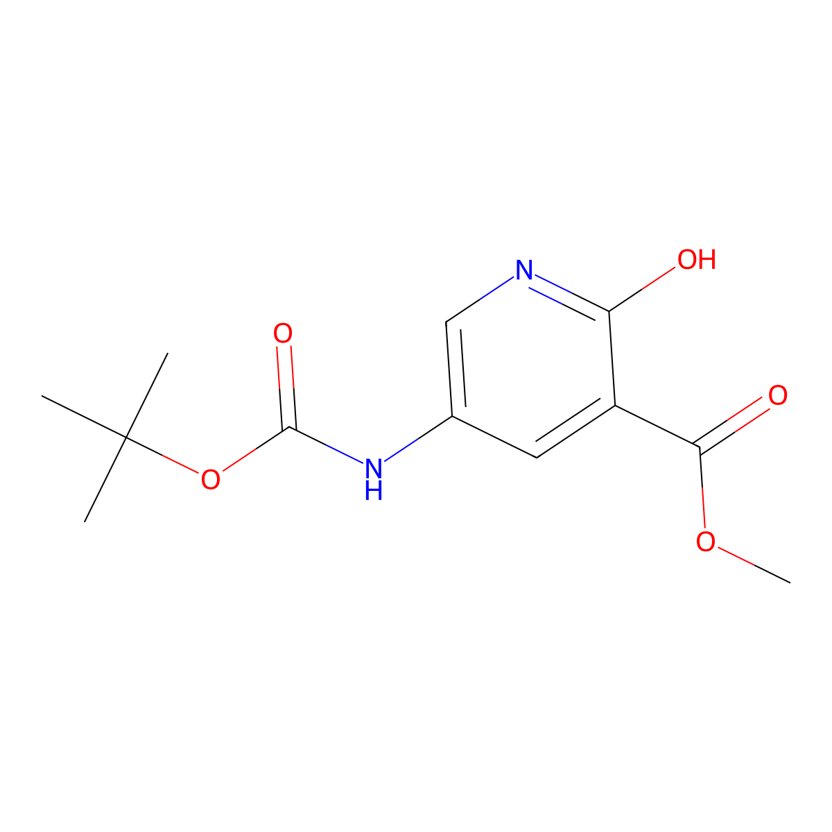 Methyl 5-{[(tert-butoxy)carbonyl]amino}-2-hydroxypyridine-3-carboxylate molecular structure, CAS 2413878-98-3