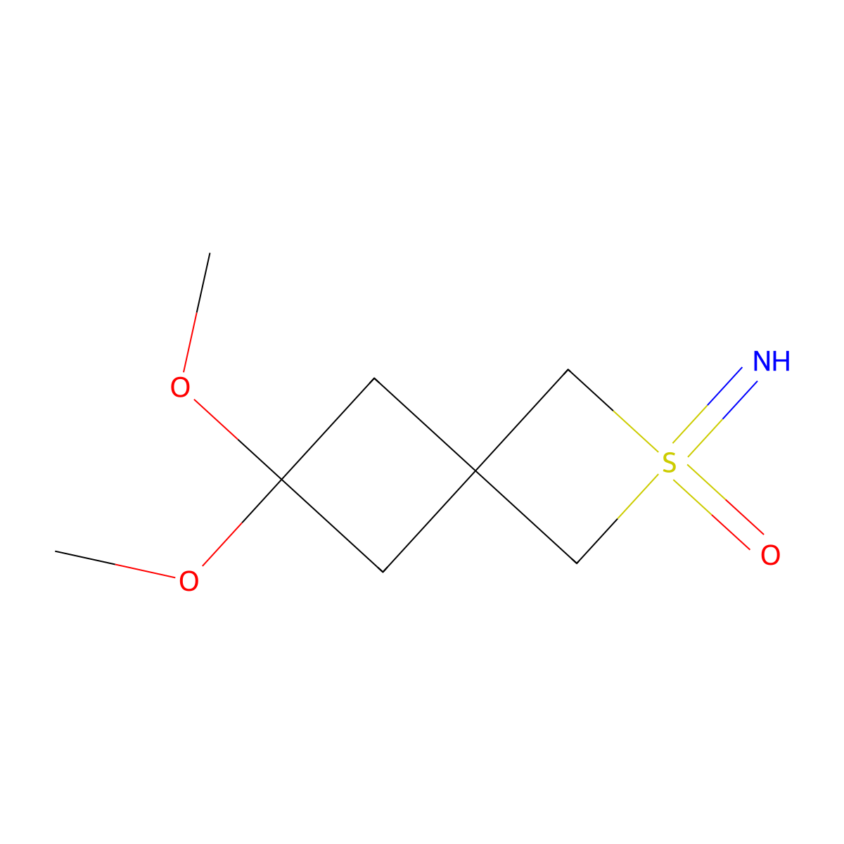2-Imino-6,6-dimethoxy-2lambda6-thiaspiro[3.3]heptan-2-one molecular structure, CAS 2413879-03-3
