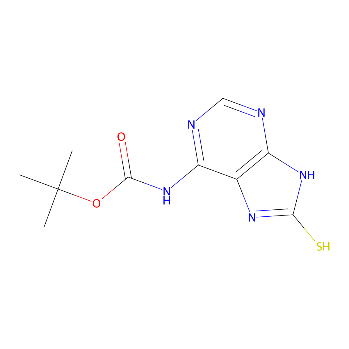 tert-butyl N-(8-sulfanyl-9H-purin-6-yl)carbamate molecular structure, CAS 2413882-81-0