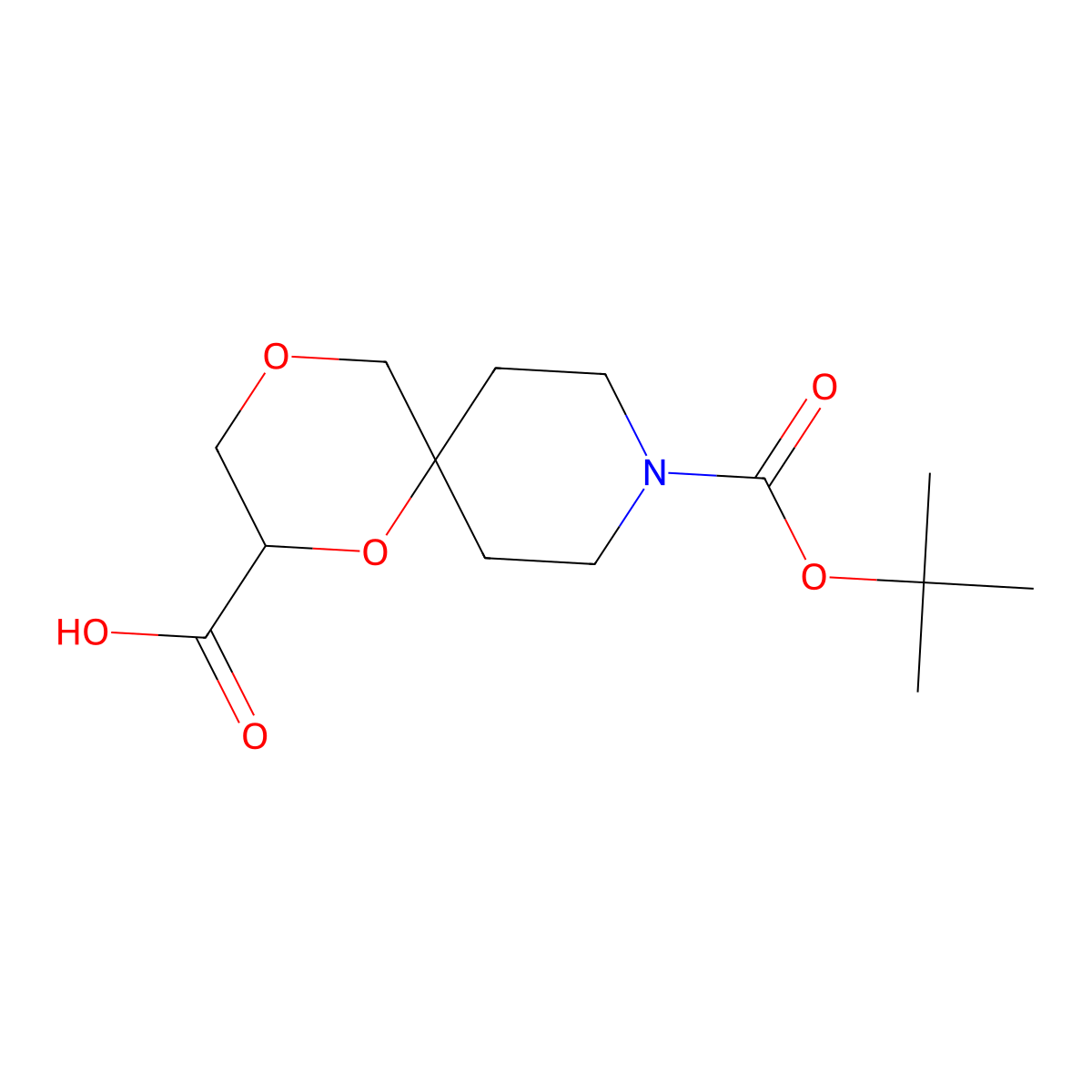 9-[(Tert-butoxy)carbonyl]-1,4-dioxa-9-azaspiro[5.5]undecane-2-carboxylic acid molecular structure, CAS 2413882-87-6