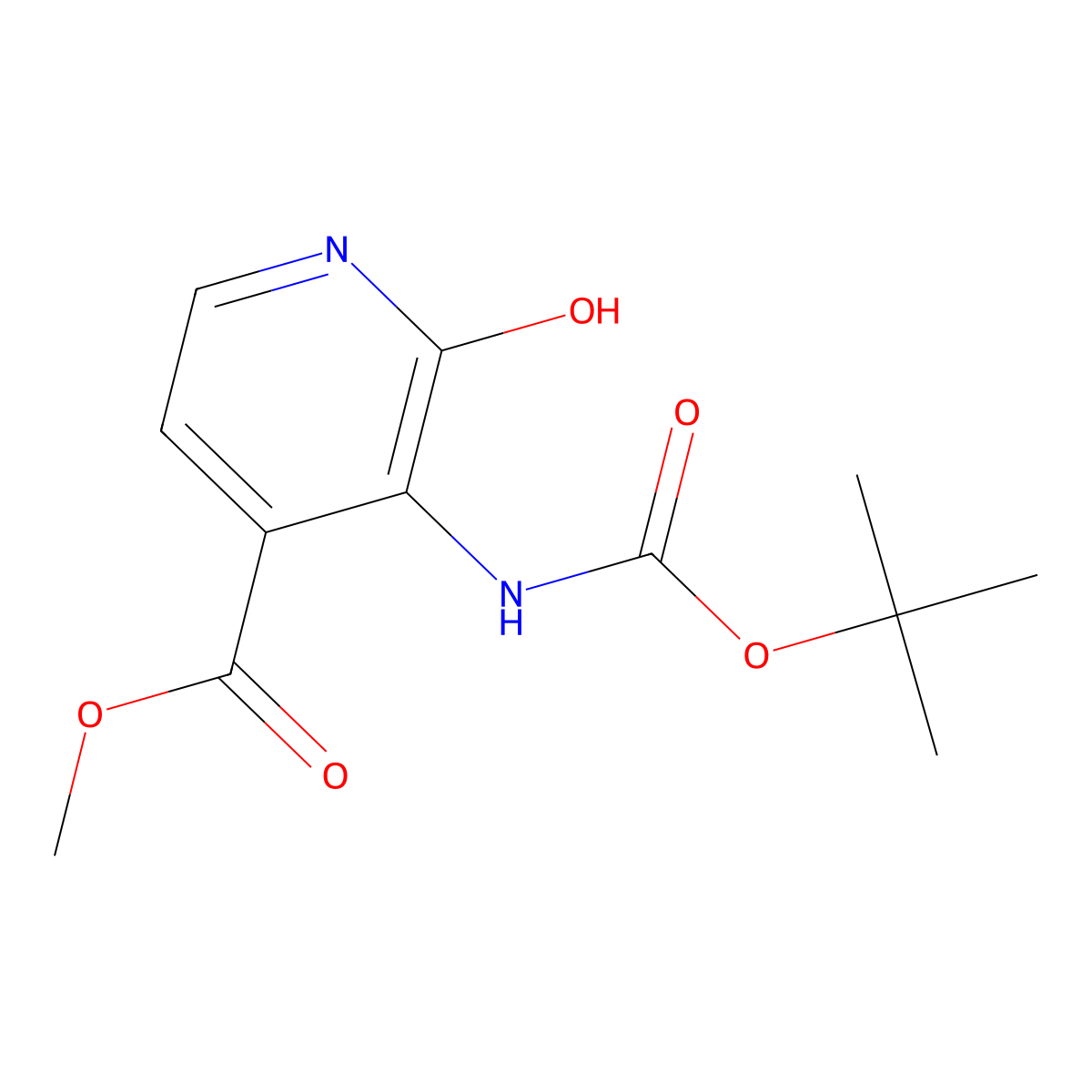Methyl 3-{[(tert-butoxy)carbonyl]amino}-2-hydroxypyridine-4-carboxylate molecular structure, CAS 2413882-90-1