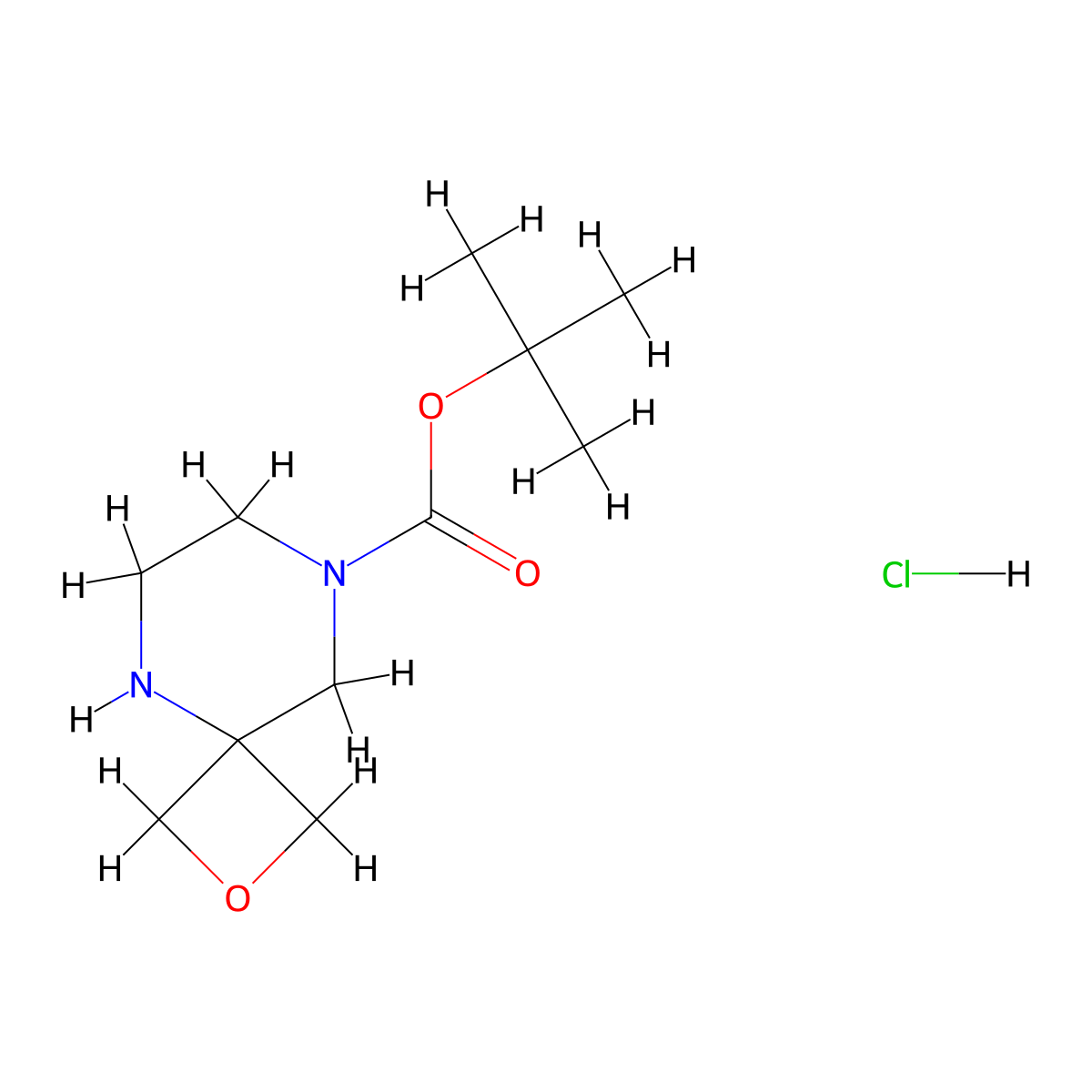 Tert-butyl 2-oxa-5,8-diazaspiro(3.5)nonane-8-carboxylate hydrochloride molecular structure, CAS 2413882-97-8