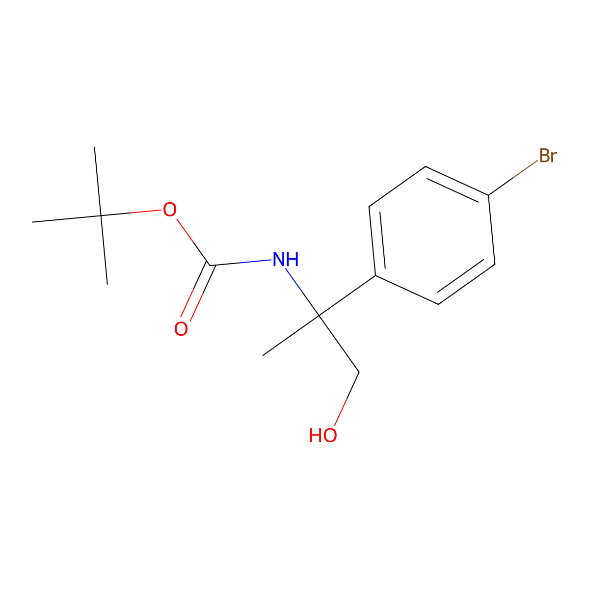 tert-butyl N-[2-(4-bromophenyl)-1-hydroxypropan-2-yl]carbamate molecular structure, CAS 2413883-04-0