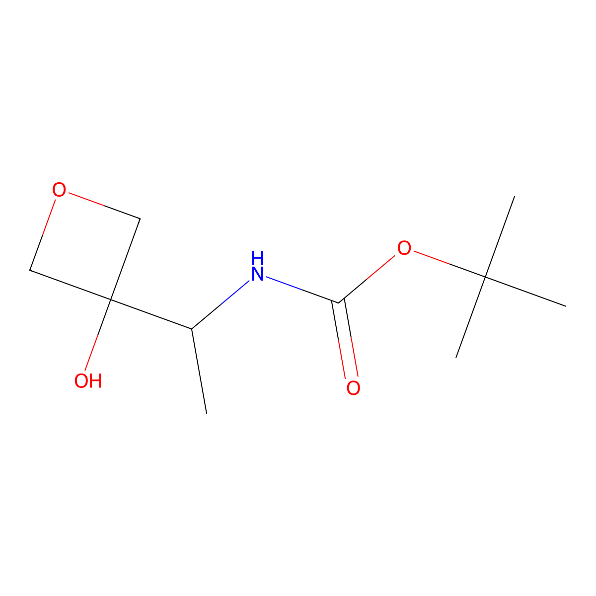 tert-butyl N-[1-(3-hydroxyoxetan-3-yl)ethyl]carbamate molecular structure, CAS 2413883-05-1