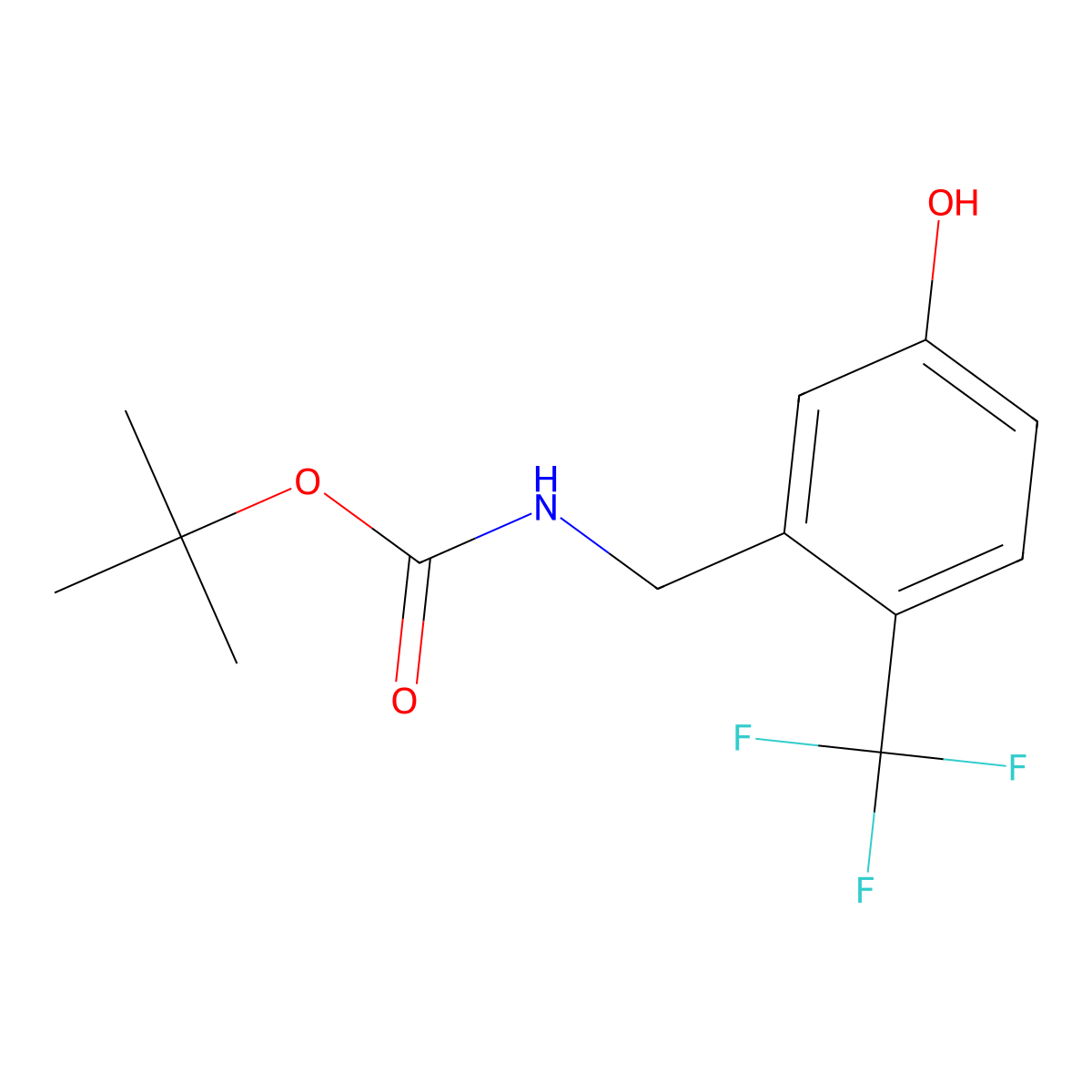 tert-butyl N-{[5-hydroxy-2-(trifluoromethyl)phenyl]methyl}carbamate molecular structure, CAS 2413883-06-2