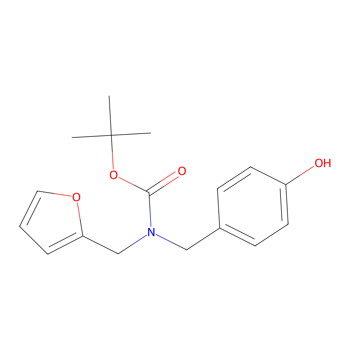 tert-butyl N-[(furan-2-yl)methyl]-N-[(4-hydroxyphenyl)methyl]carbamate molecular structure, CAS 2413883-19-7