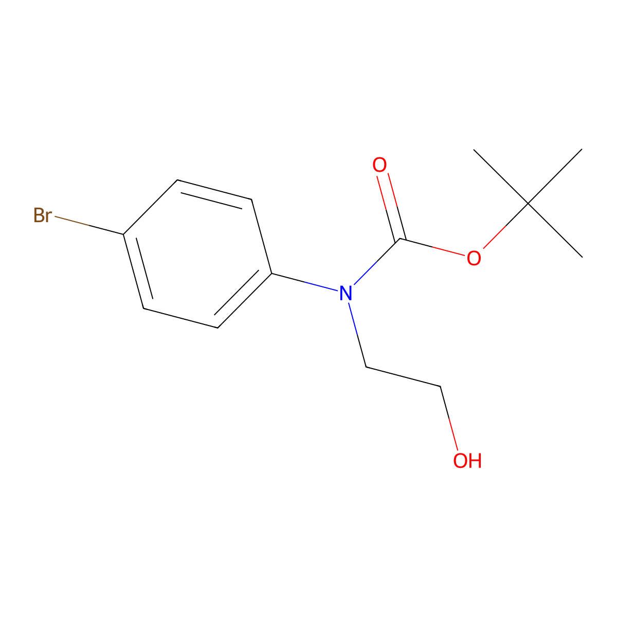 tert-butyl N-(4-bromophenyl)-N-(2-hydroxyethyl)carbamate molecular structure, CAS 2413883-30-2