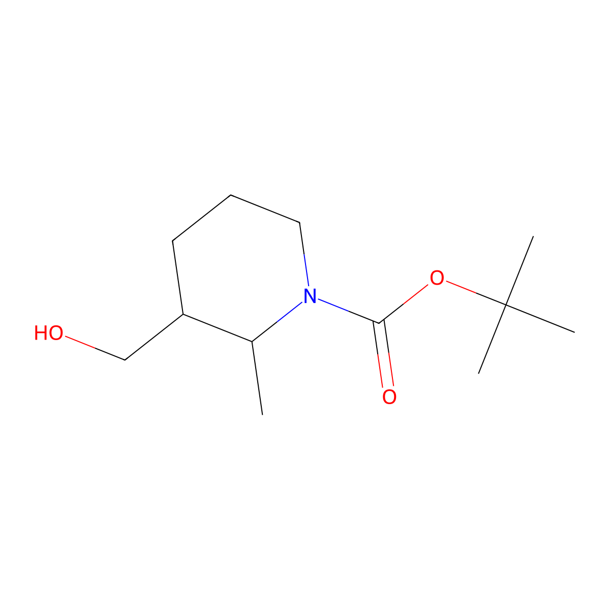 Tert-butyl 3-(hydroxymethyl)-2-methylpiperidine-1-carboxylate molecular structure, CAS 2413883-59-5