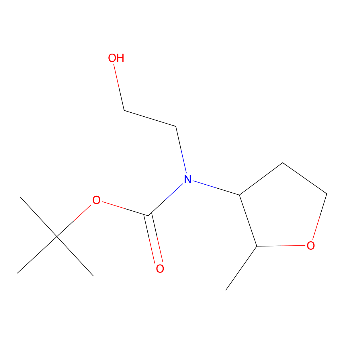 tert-butyl N-(2-hydroxyethyl)-N-(2-methyloxolan-3-yl)carbamate molecular structure, CAS 2413883-61-9