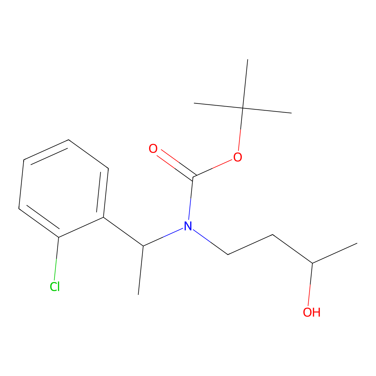 tert-butyl N-[1-(2-chlorophenyl)ethyl]-N-(3-hydroxybutyl)carbamate molecular structure, CAS 2413883-69-7