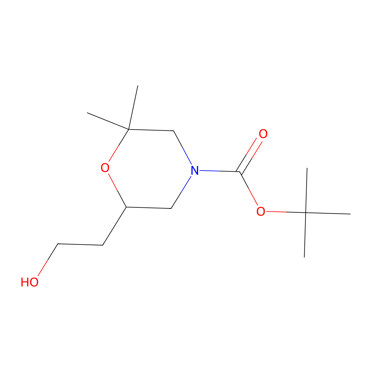 Tert-butyl 6-(2-hydroxyethyl)-2,2-dimethylmorpholine-4-carboxylate molecular structure, CAS 2413883-79-9