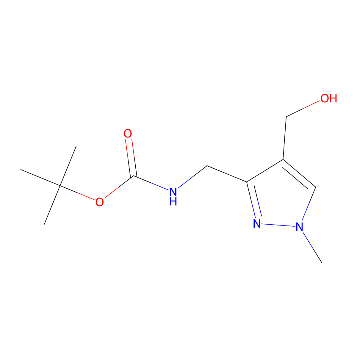 tert-butyl N-{[4-(hydroxymethyl)-1-methyl-1H-pyrazol-3-yl]methyl}carbamate molecular structure, CAS 2413883-83-5