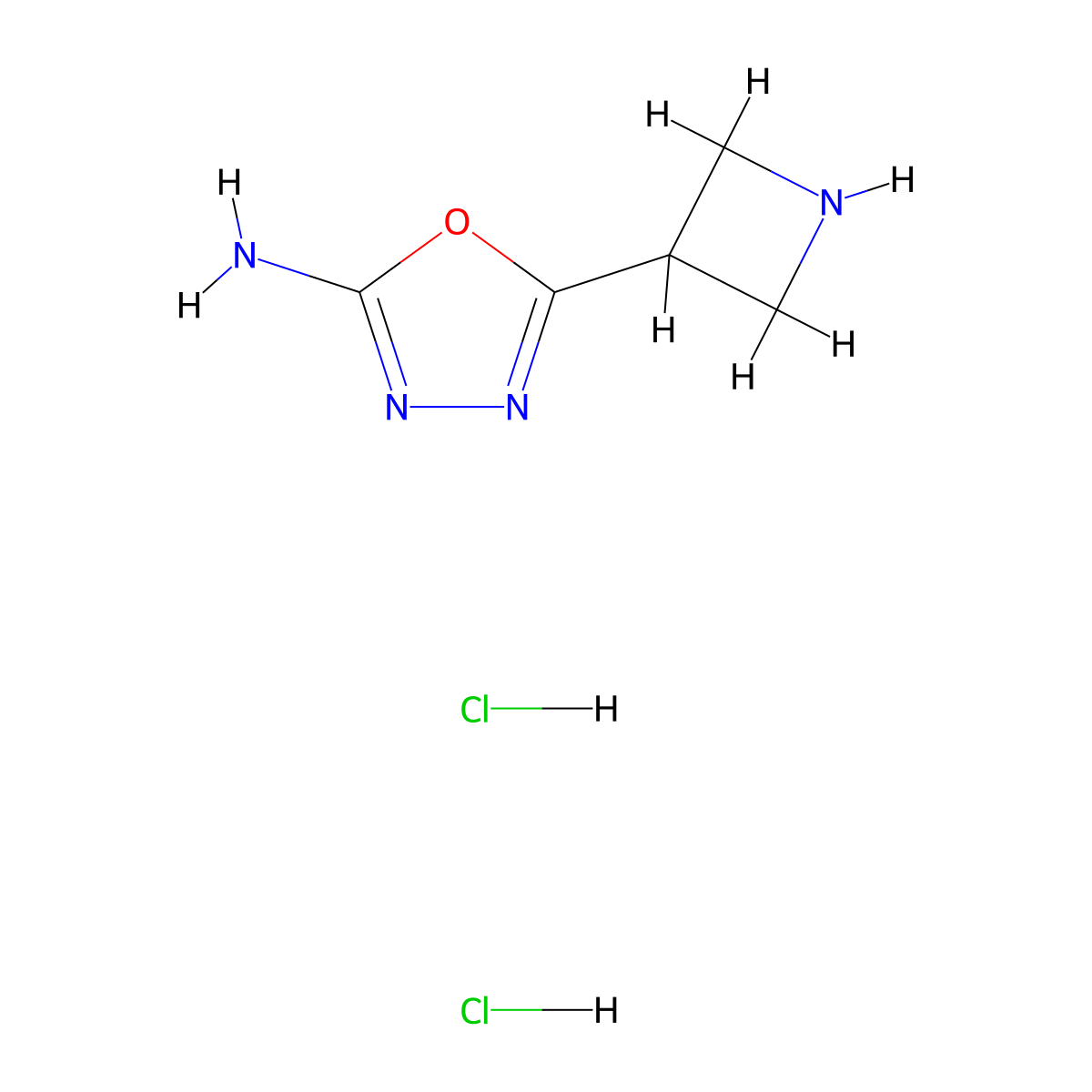 5-(Azetidin-3-yl)-1,3,4-oxadiazol-2-amine dihydrochloride molecular structure, CAS 2413883-90-4